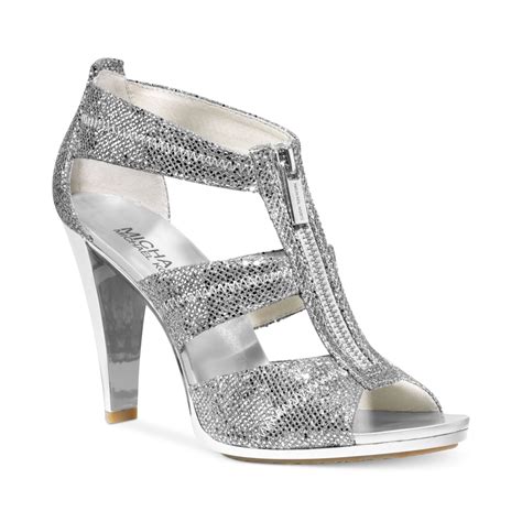 michael kors berkley t strap sandal silver|michael kors denim wedges.